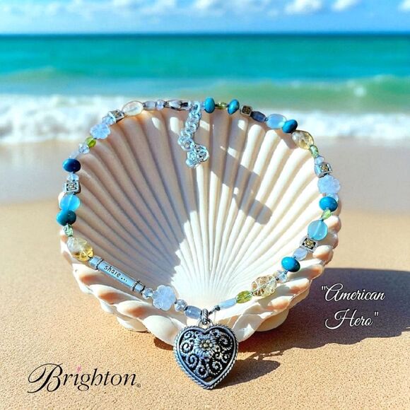 BRIGHTON "American Hero" Silver, Gold, Semi Precious Beaded Necklace BOHEMIAN! - Picture 1 of 13